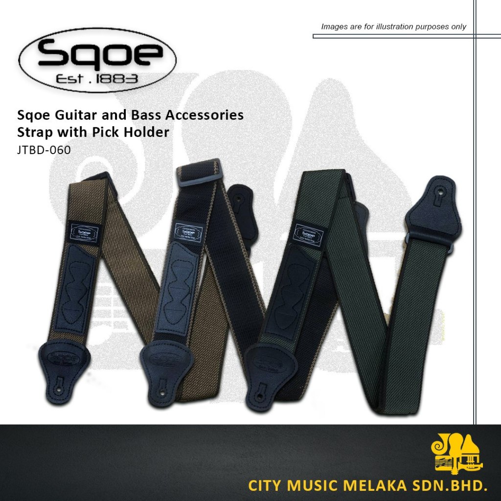 Sqoe Guitar & Bass Accessories - สายกีตาร์พร้อม Pick Holder JTBD-060 สีน้ําตาล/เขียว/ดํา