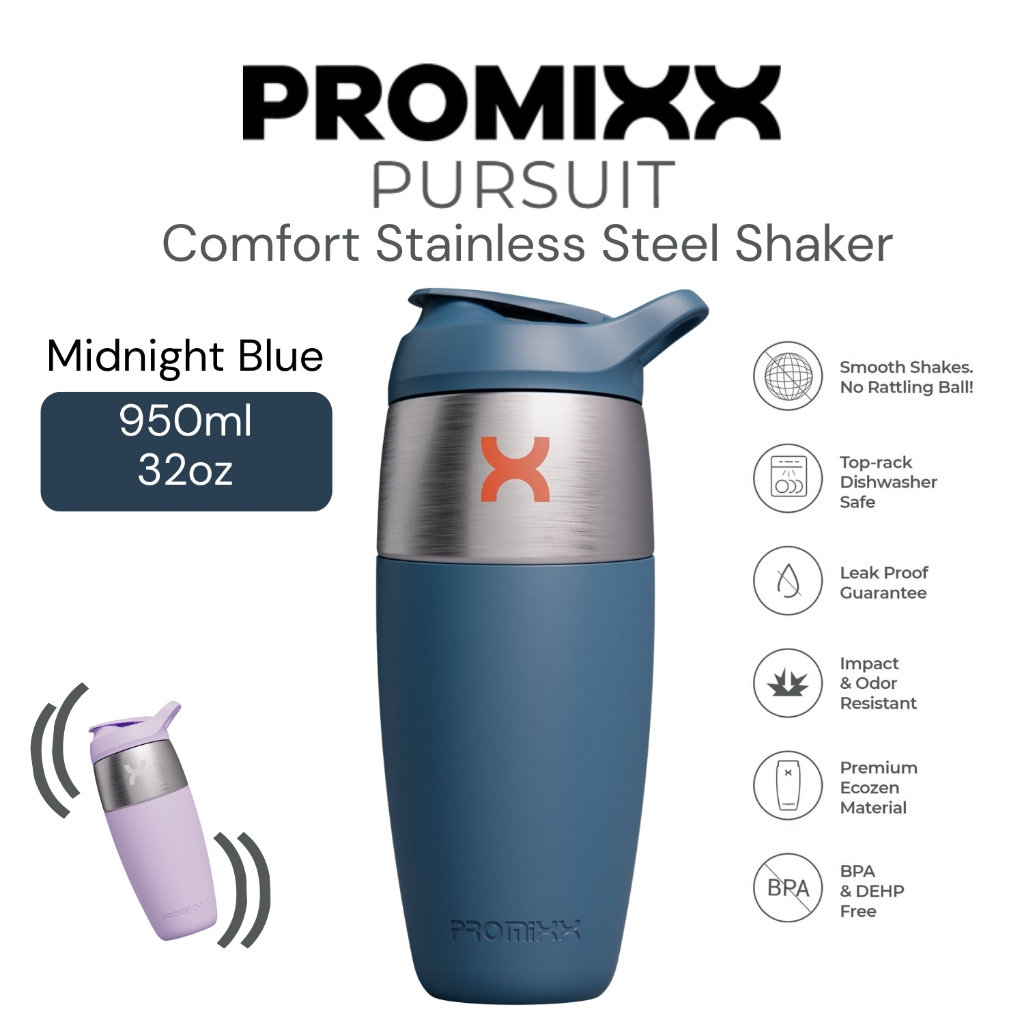 Promixx Comfort Pursuit Premium Shaker Bottle 950ml เครื่องปั่นโปรตีนสแตนเลสแบบติดผนังเดี่ยว