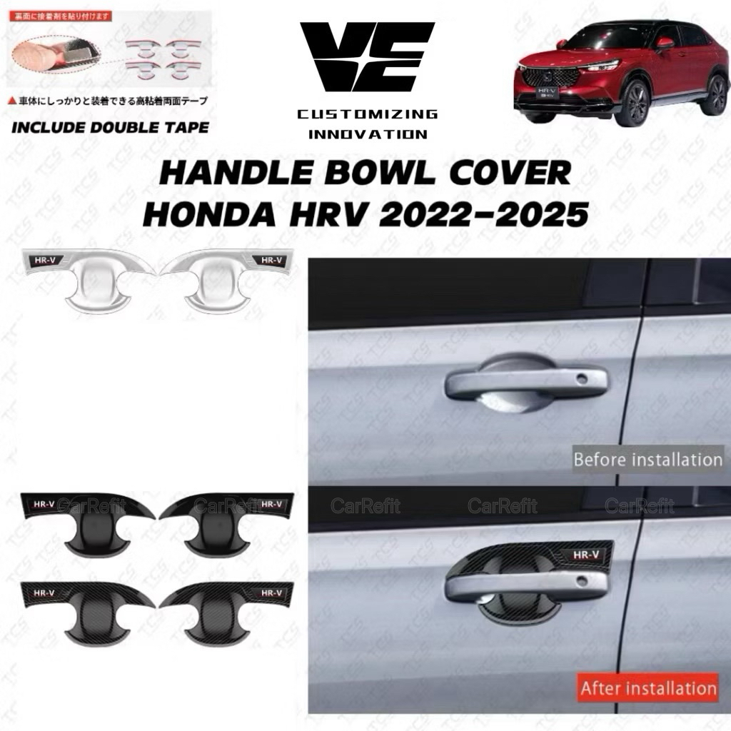 CarRefit Honda hrv 2022-2025 อุปกรณ์เสริมฝาครอบชามมือจับรถยนต์