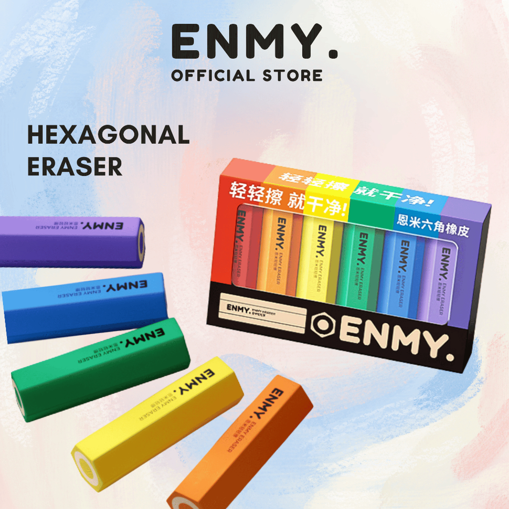 ENMY ยางลบหกเหลี่ยมแบบนุ่มสําหรับนักเรียน 6 ชิ้น/เซ็ตยางพกพาความงาม