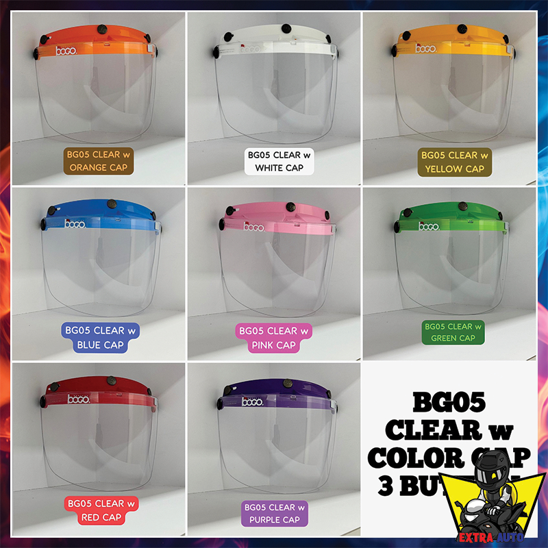Bogo BG-05 หมวกกันน็อคVisor Clear Colour Cap สีดํา/น้ําเงิน/แดง/ขาว สี