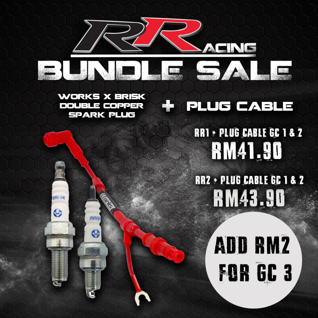 Works RRacing Motorcycle Combo Works Engineering Brisk RRacing Double Copper Spark Plug & Plug Cable