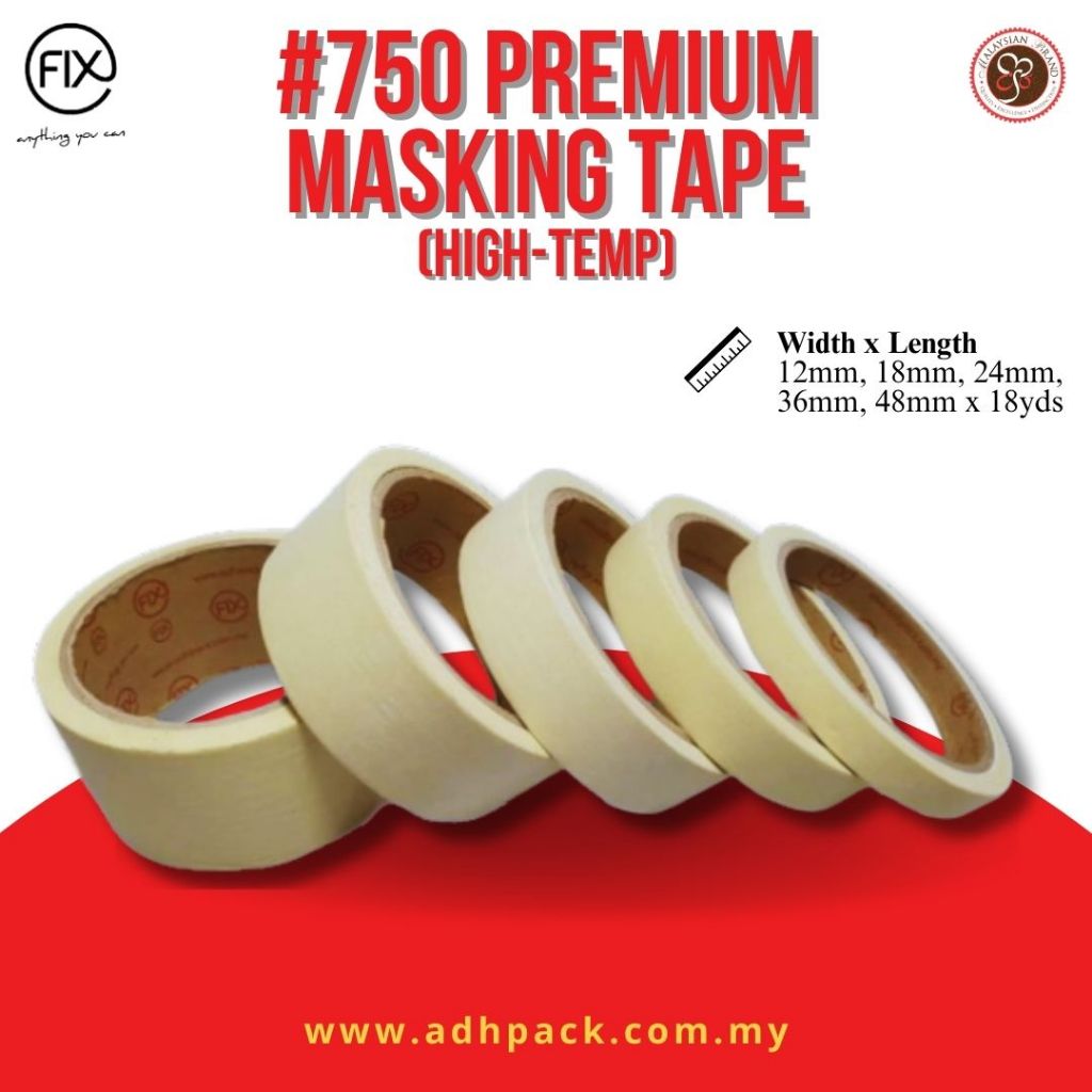 FIX 750 Premium Masking Tape (Hi-Temp) 12MM/18MM/24MM/36MM/48MM X 18YARDS