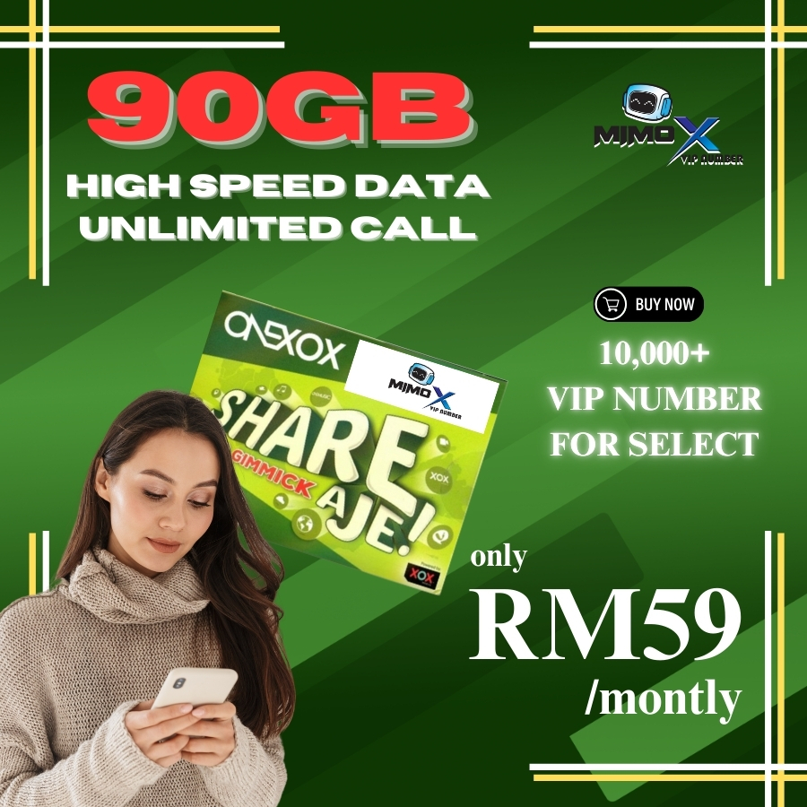 Onexox Simcard Xox Sim Card Black Simcard 90GB Data Unlimited Call Simkad Postpaid 5G No Contract
