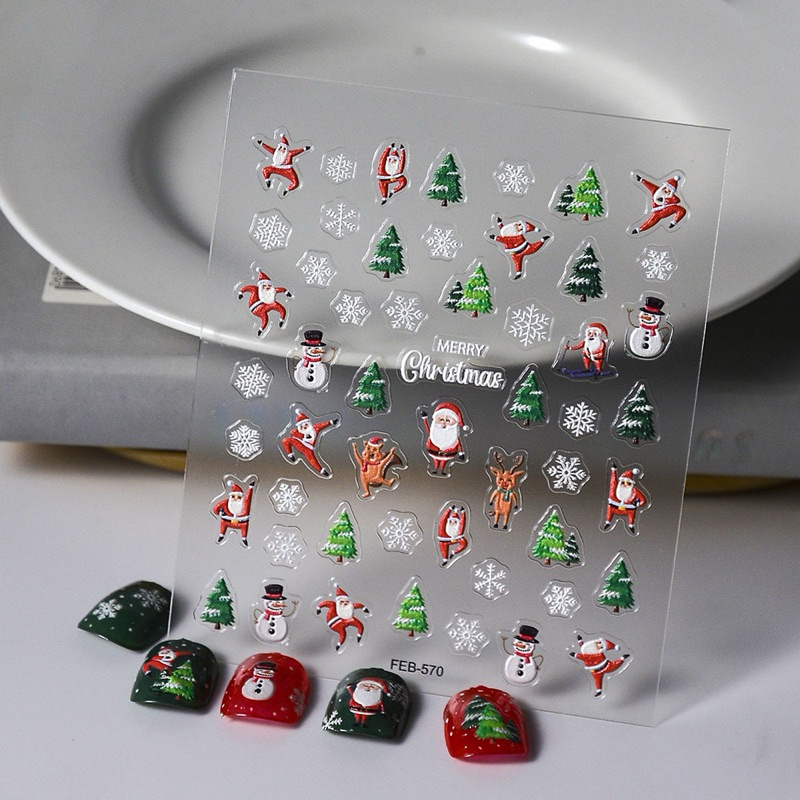 [FEB-570] 5D MERRY CHRISTMAS NAIL STICKERS NAIL STICKERS หินภูเขาไฟ