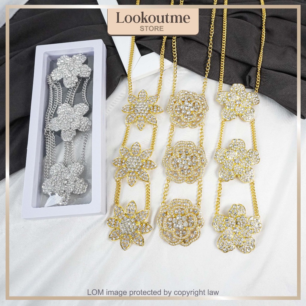Lookoutme Doh Kebaya สร้อยคอคลาสสิกเข็มกลัด Kerongsang Pin Tunung Berantai ผู้ใหญ่ Borong แฟชั่นมุสล