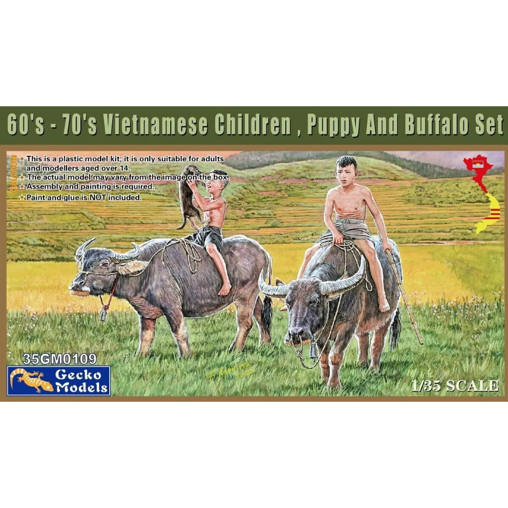 Gecko Models 35GM0109 1/35 60s-70s Children, Puppy and Buffalo