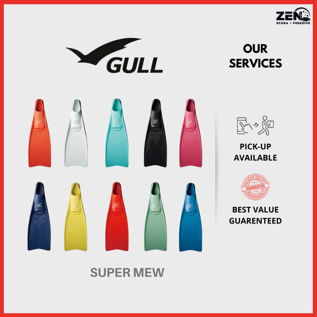 GULL Supermew Full Foot Fins Super Mew สําหรับ Scuba Diving Flipper Fin