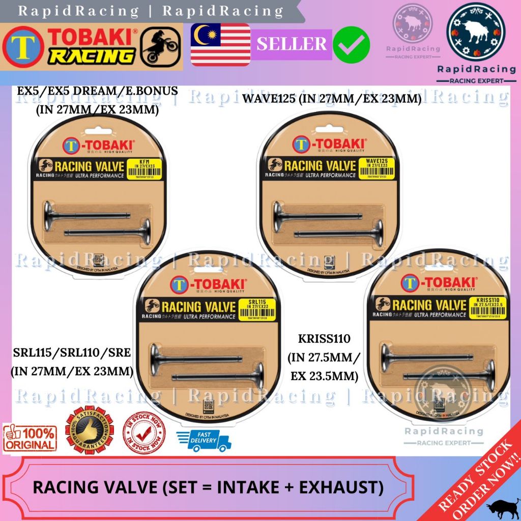 SRL115/SRL110/SRE< TOBAKI RACING VALVE SET=INTAKE IN+EXHAUST EX YAMAHA SRL 110 115 LAGENDA115