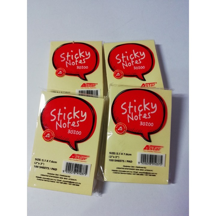 ASTAR Sticky Notes / 便利贴 30200 (2"x3") (5.1x7.6cm) (ราคา 1 ชิ้น)
