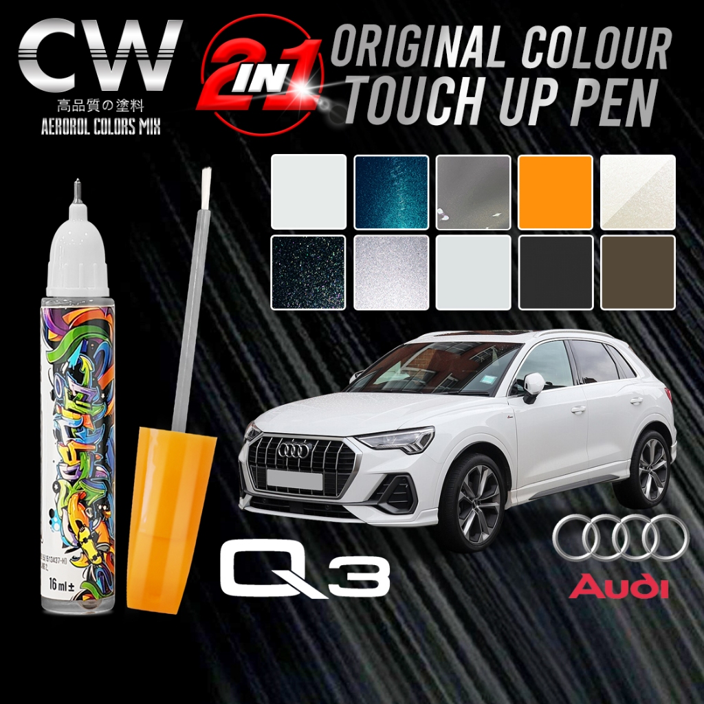AUDI Q3 Touch Up Paint 2 in 1 Touch Up ปากกา + ขวดแปรง DIY Cat Calar Kereta