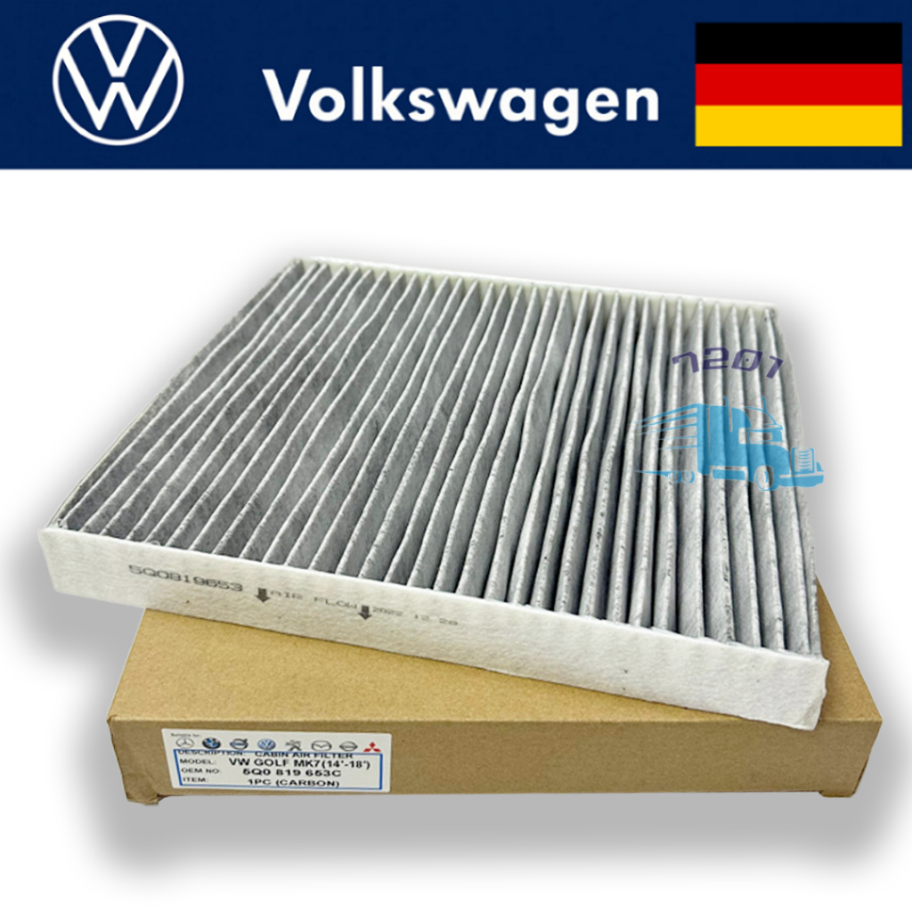 Vw VOLKSWAGEN GOLF MK7 , PASSAT B8 , TIGUAN MK2 , AUDI A3 8V " PM2.5 CARBON " CABIN AIRCOND FILTER ( 5Q0 819 653 )
