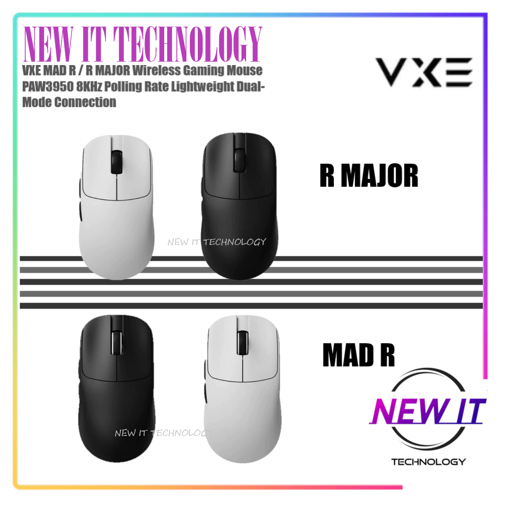VXE MAD R / R MAJOR Wireless Gaming Mouse PAW3950 8KHz Polling Rate Lightweight Dual-Mode Connection