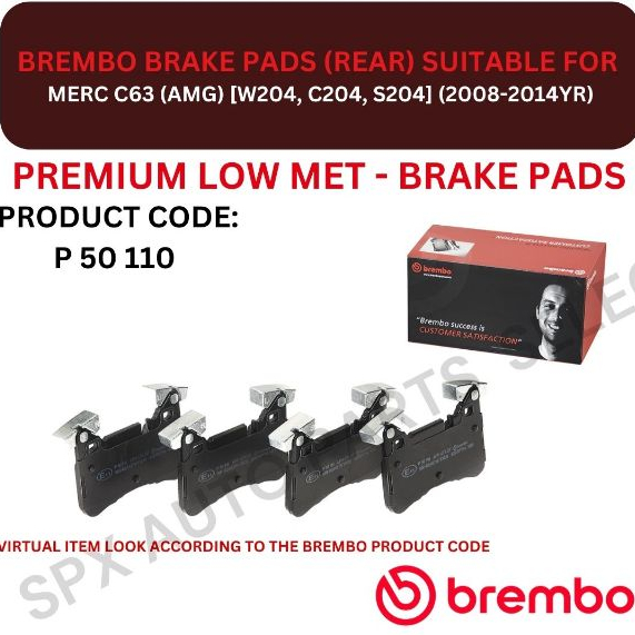 ผ้าเบรค BREMBO DISC (หลัง) สําหรับ MERC C63 (AMG) [W204, C204, S204] (2008-2014YR)