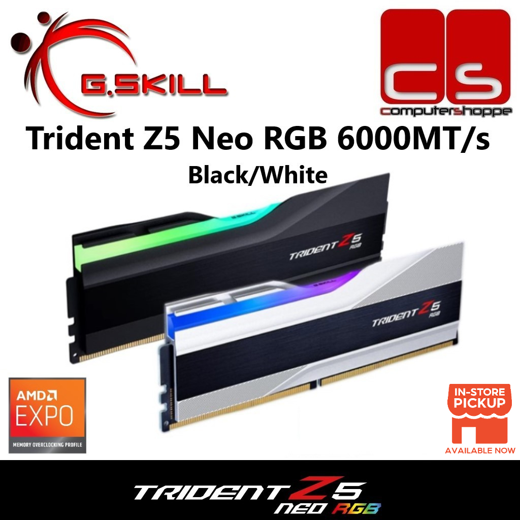 G.Skill Trident Z5 Neo RGB DDR5 CL30 6000MHz AMD EXPO Extreme Performance Ram - สีดํา/ขาว (32GB/64GB