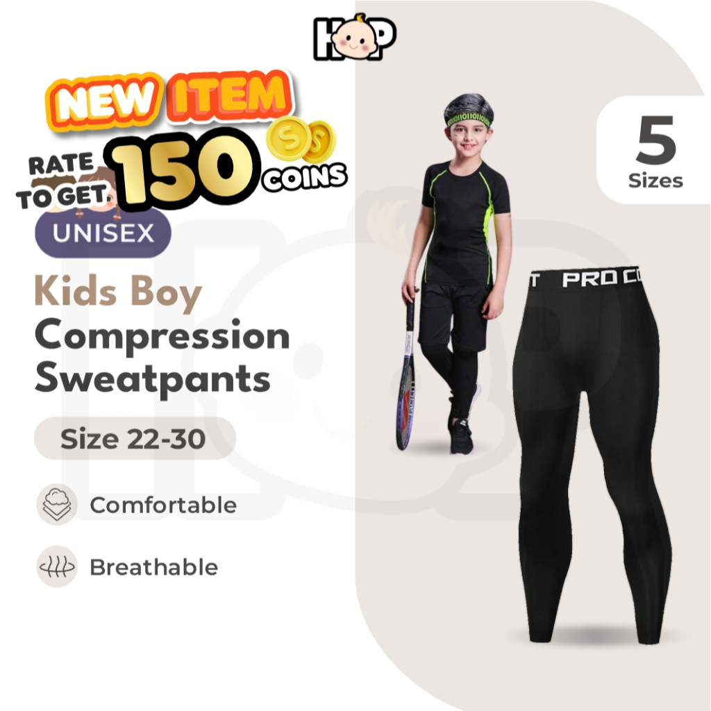 [ฟรี 150 COINS] กางเกงรัดกล้ามเนื้อ Kids Boy Quick Dry Training Pants กางเกงรัดรูปเด็กวิ่งกีฬา Legging Kids