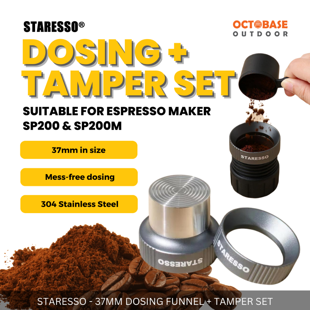 STARESSO - ชุดอุปกรณ์เสริม 37MM TAMPER + DOSING FUNNEL สําหรับ ESPRESSO MAKER SP200 & SP200M