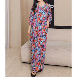 A14 - Alyanaa Kelawar Moden Cotton Silk Night Dress Pyjamas Dress Women  Dress  Sleepwear baju tidur perempuan dress