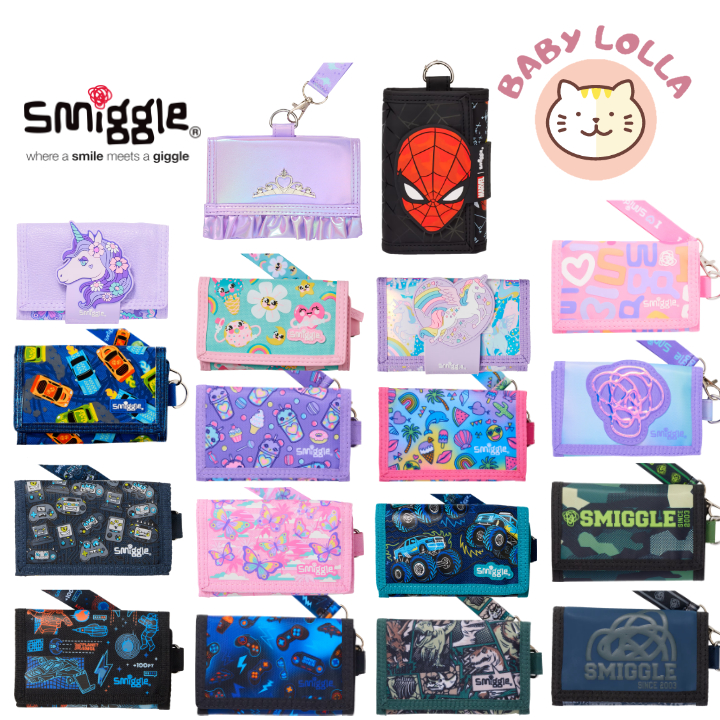 Smiggle Lanyard Wallet Bag Purse Kids Accessories - Dino Car Football Rocket Cat Unicorn Koala Pink