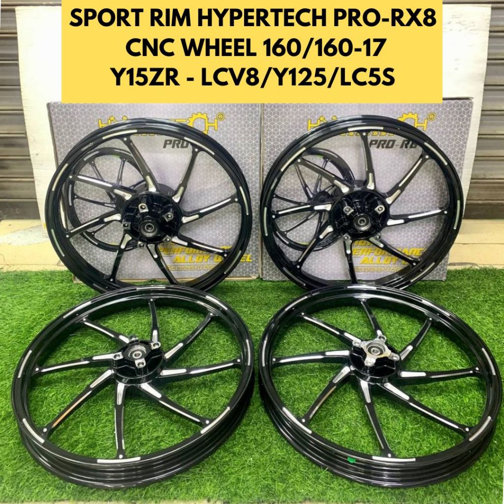 SPORT RIM HYPERTECH PRO-RX8 CNC WHEEL 160/160-17 LCV8 / LC5S / Y125 / Y15 / Y16 160/160-17 สีดํา