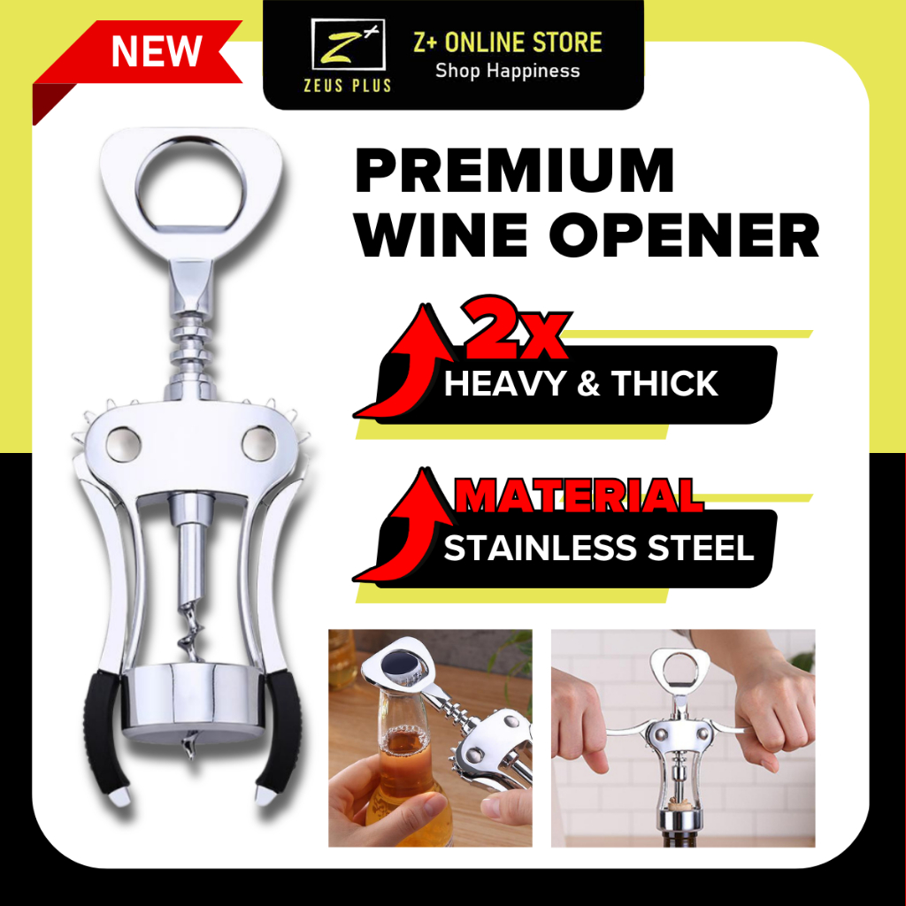 ZPLUS Chrome Plated Double Wing Cork Screw ที่เปิดไวน์สแตนเลสขวดเบียร์ Corkscrew Opener