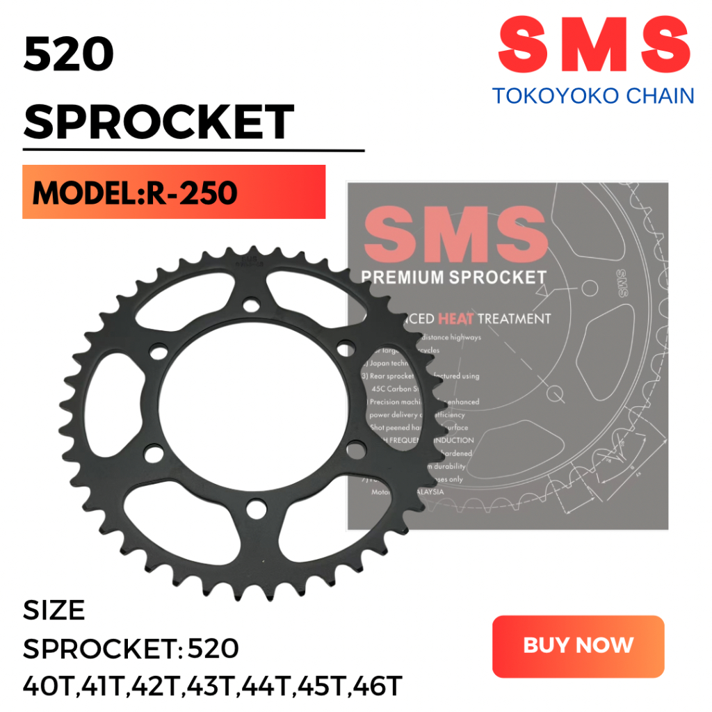 SMS 520 R250 R250 R25 KAWASAKI PREMIUM SPROCKET REAR สําหรับ KAWASAKI BLACK STEEL