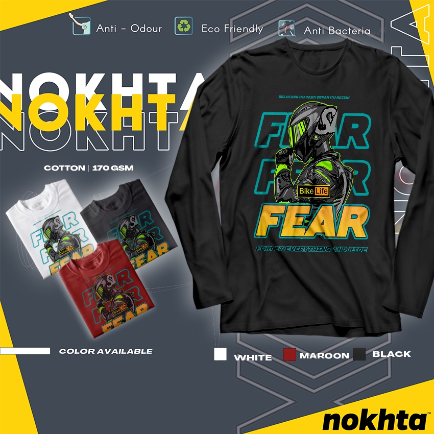 Baju Streetwear FEAR (Forget Everything And Ride) เสื้อยืดผ้าฝ้ายแขนยาว XS - 5XL FEAR-LS-0001