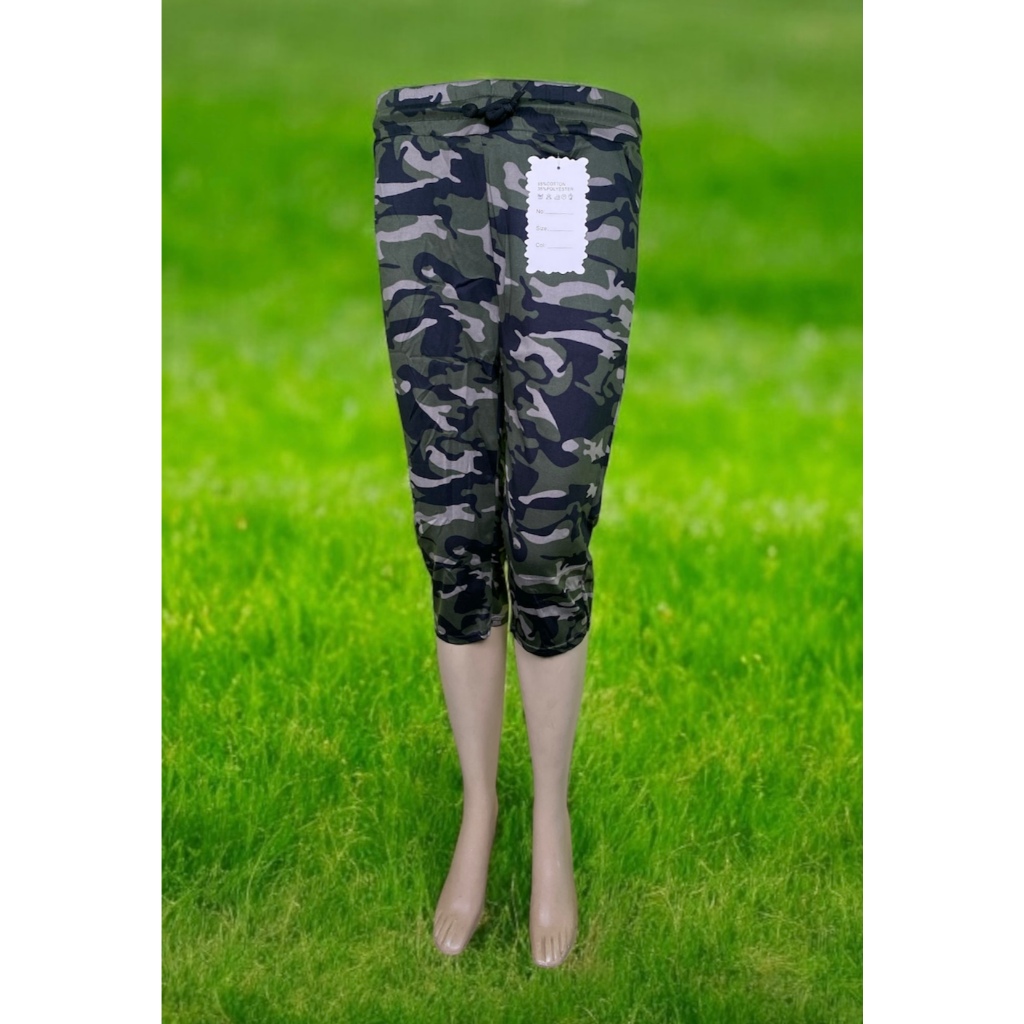 Mwin Shop กางเกงข้อเท้ากองทัพเอวยางยืดฟรีไซส์ / กางเกงคลุมเตียง suku dgn tali