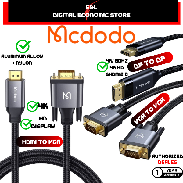 MCDODO 1Yr WarrantyMCDODO HDMI VGA DP Cable CA 7770 7780 8140 HD คอมพิวเตอร์แล็ปท็อปโปรเจคเตอร์ Moni
