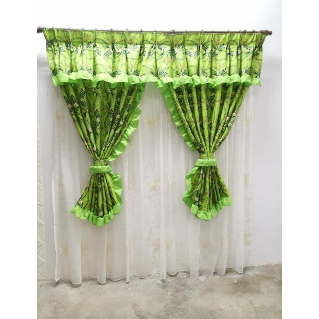 SFS Made ผ้าม่านลายดอกไม้ 2 & 3 Window Room & Room Door Curtains ผ้าบาง