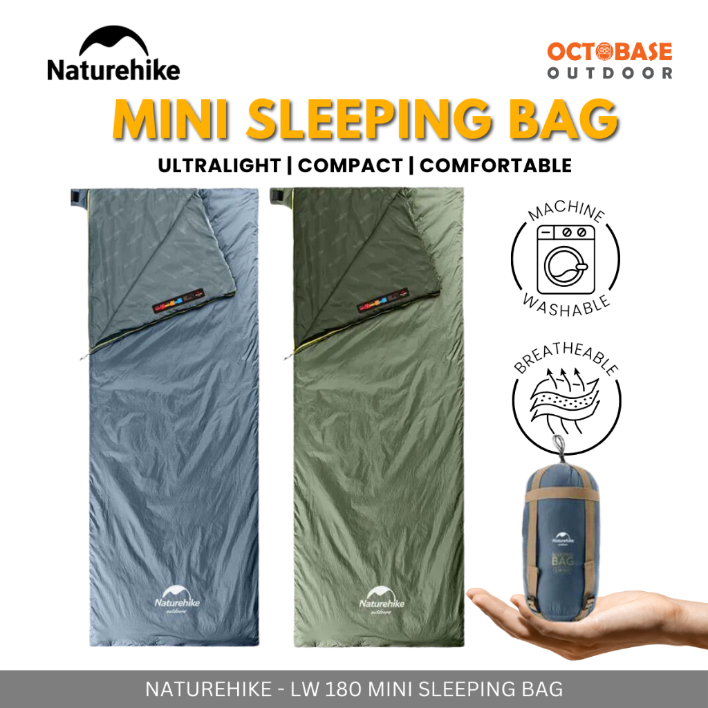 NATUREHIKE - LW180 SLEEPING BAG ULTRA-LIGHT WASHABLE COMFORTABLE สําหรับการตั้งแคมป์กลางแจ้งในร่มการ