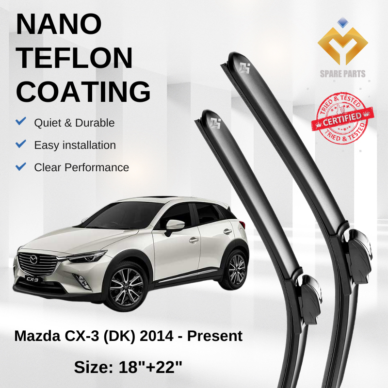 Mazda CX-3 1st Gen 2014 Premium Japan Tech Car Wiper Blades 18+22 Streak-Free ทนทาน ติดตั้งง่าย +