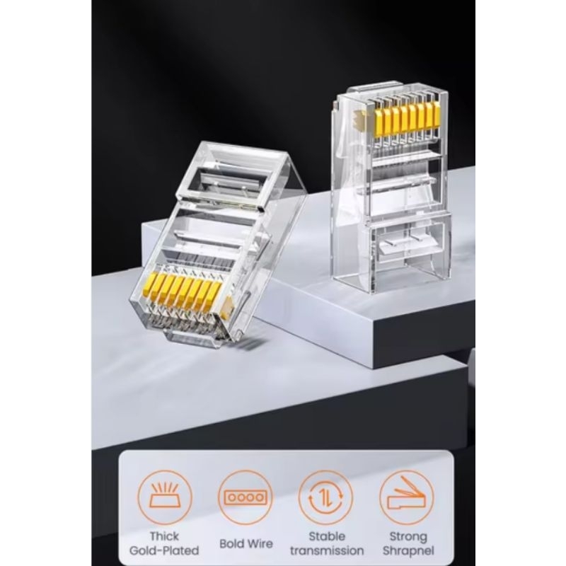 ปลั๊กโมดูลาร์หัวคริสตัล RJ45 CAT6 25 ชิ้น RJ45 PLUG