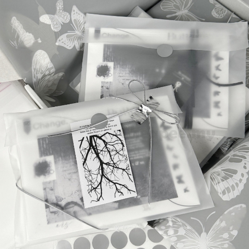 100ชิ้น ทําเอง บรรจุภัณฑ์ถุงกาวในตัว [ลูกไม้สีขาว-ลวดลาย/มีน้ําค้างแข็ง] 礼品包装自粘袋 [白色丝/时尚白色บด]