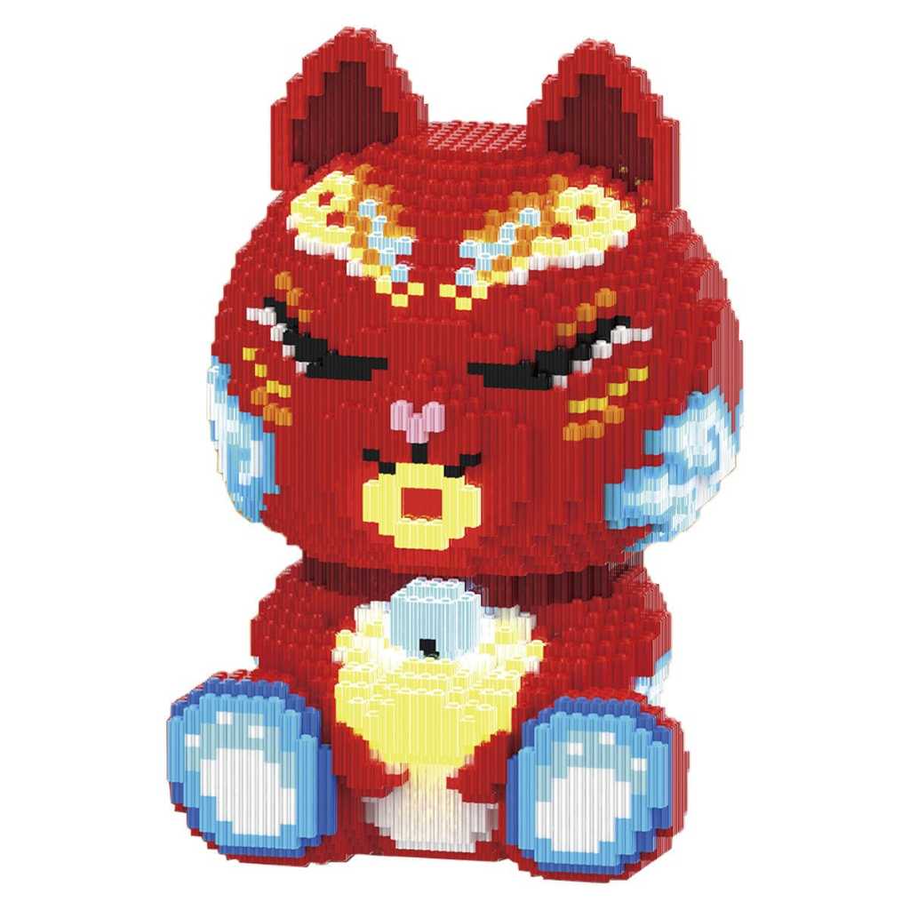 Xinz 33ซม.ตุ๊กตาอิฐโชคลาภ中国潮年เทศกาล猫装木Lucky Cat DIYบล็อกของเล่นน่ารักCNYตกแต่งอิฐหญิง