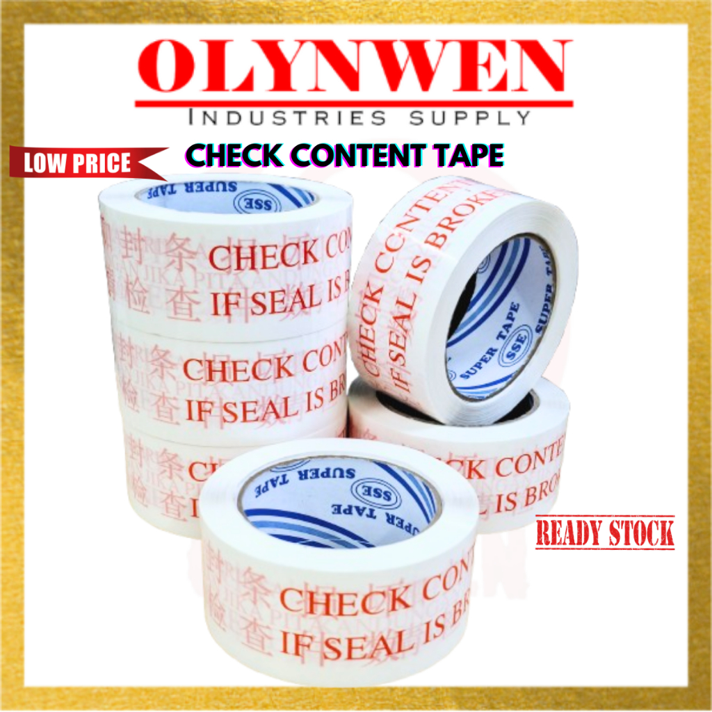 เทป OPP CHECK CONTENT IF SEAL BROKEN แทมเปอร์เปราะบาง 100M