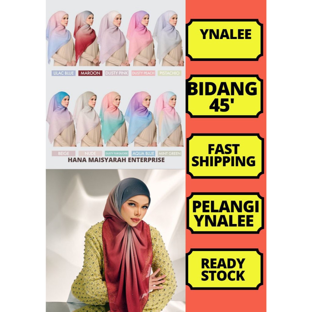 Ynalee pelangi Leeyanarahman ผ้าพันคอ tudung bawal ธรรมดา Mono Raya Craving monogram series นมชีฟอง 