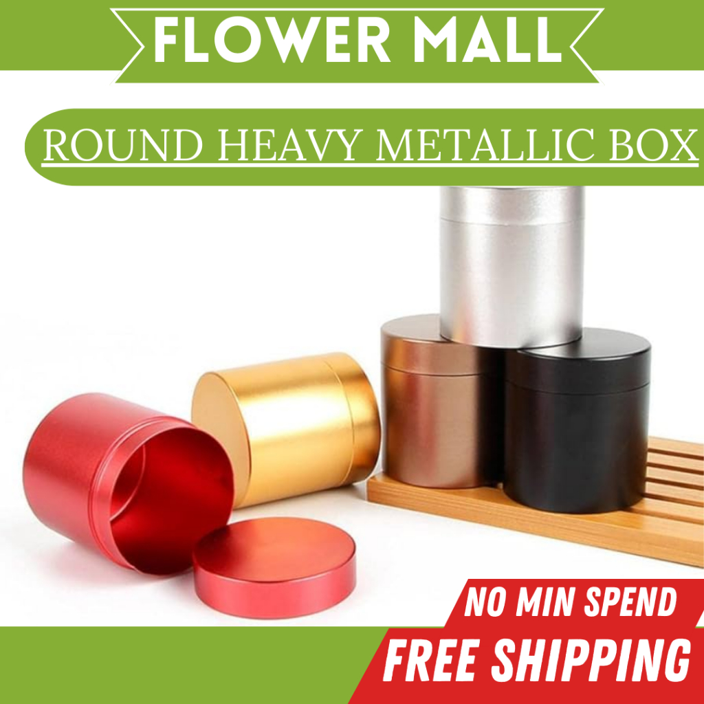 (3PCS) ROUND HEAVY METALLIC Flower Box Surprise Delivery Box Box Box Florist Box Round Box Chrome Ko