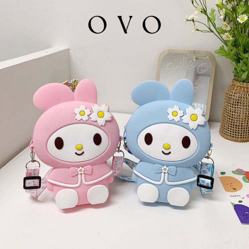 OVO Baby Kids Cartoons Silicon Sling Bag Budak Comel Melody Cute Crossbody