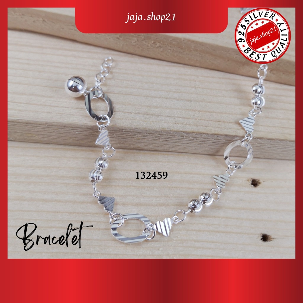 สร้อยข้อมือรักเงิน 925 สําหรับผู้หญิง (132459) 925 เงินสเตอร์ลิง爱heart Bracelet Perempuan Gelang Tan