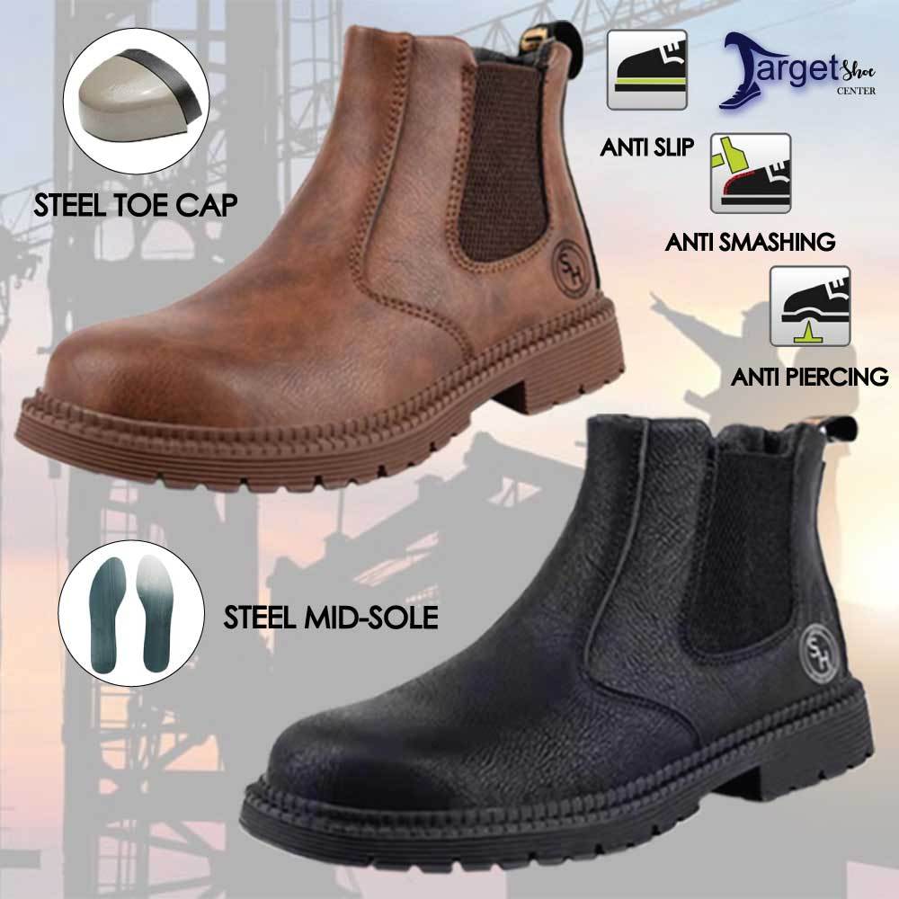 Swiss Hammer Mens Waterproof Work Safety Boots Leather Boots Safety Boots Steel Toe Shoes Kasut kese