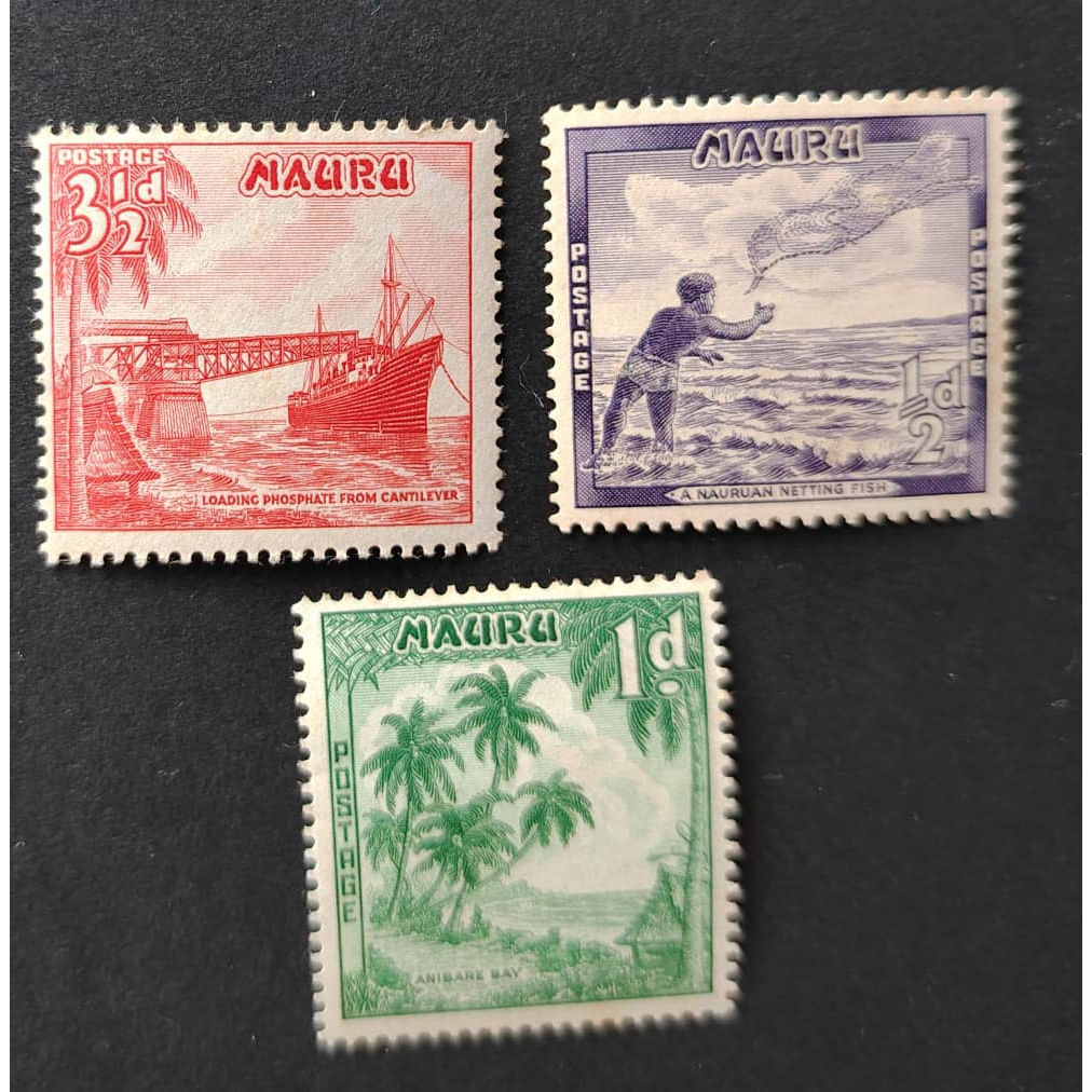 Nauru, 1954 -1964 Motives Local, MINT, LOOSE STAMP, 3 STAMP เท่านั้น! FOXING & HINGED!