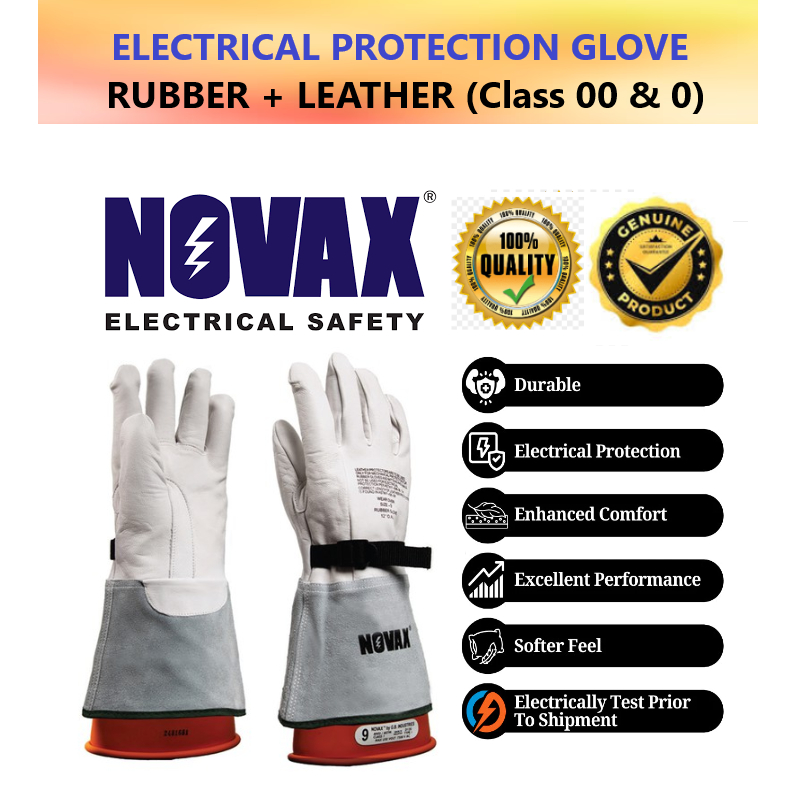 ถุงมือฉนวนยาง Novax @ 10" หนัง GLove