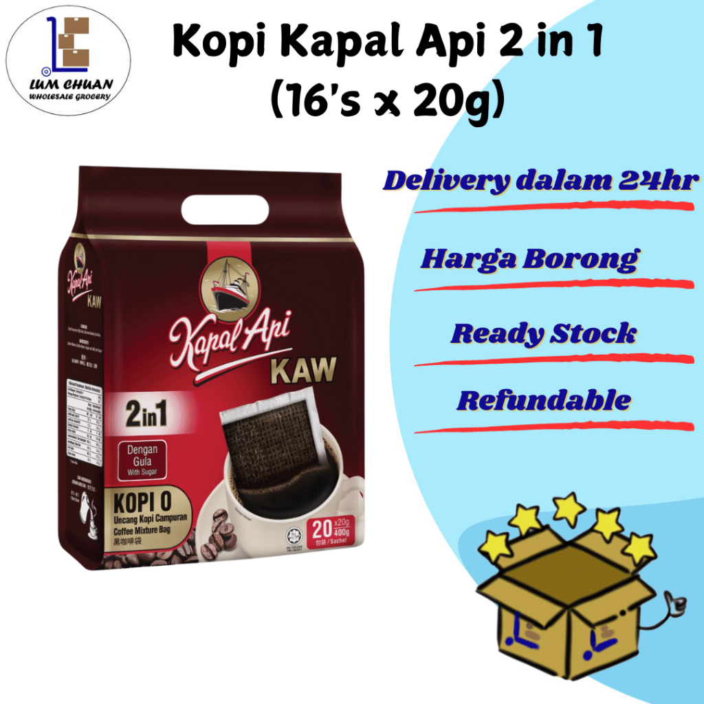 Kapal Api Kopi-O Uncang 2 in 1/Kapal Api Kopi-O 2 in 1/Coffee Mixture Bag (16’s x 20g)