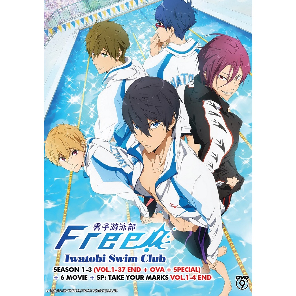 ฟรี!IWATOBI SWIM CLUB SEAS1-3(VOL.1-37END+OVA+SPE)+6MOVIE+SP TAKE YOUR MARKS(VOL.1-4END) DVD + EXTRA
