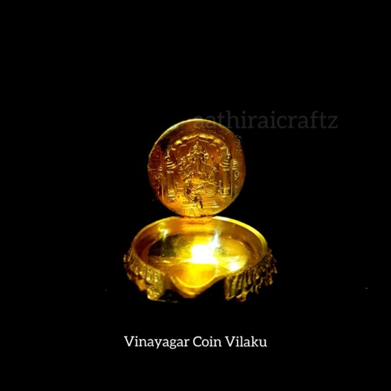 เหรียญ Vinayagar Vilakku Brass Antique Finish Vinayagar Coin Lamp ประติมากรรมทองเหลือง - Master Piec