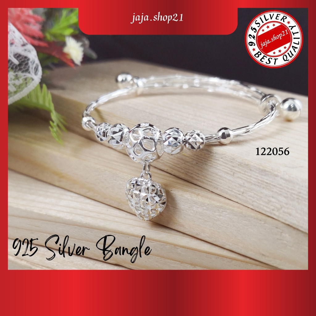 925纯银爱心手手链 (สร้อยข้อมือ122056) กําไลข้อมือ 925 Silver Love Heart สําหรับผู้หญิง Gelang Tangan Hati P
