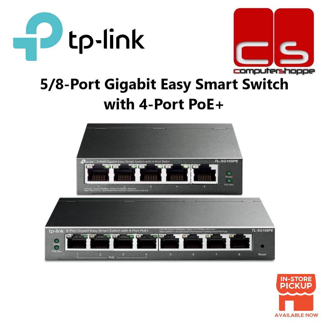 TP-Link 5/8-Port Gigabit Easy Smart Switch พร้อม 4-Port PoE+ - TL-SG105PE / TL-SG108PE