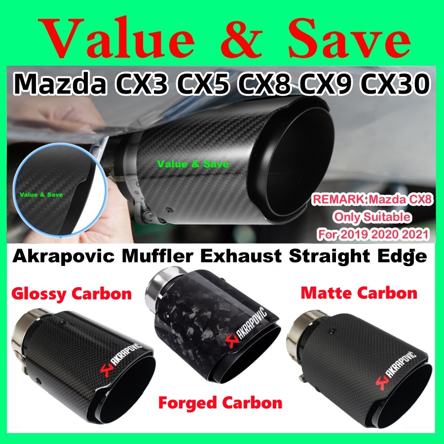 Akrapovic Mazda CX30 CX5 CX8 CX9 CX3 ท่อไอเสียตรงขอบสีดําเคล็ดลับสแตนเลส CX-30 CX-3 CX-5 CX-8 CX-9