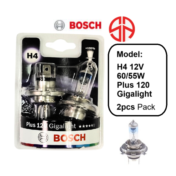 Bosch H4 12V 60/55W P43t 1987301425 Plus 120 Gigalight Warm White Light Bulb ไฟหน้าไฟหน้า Perodua To